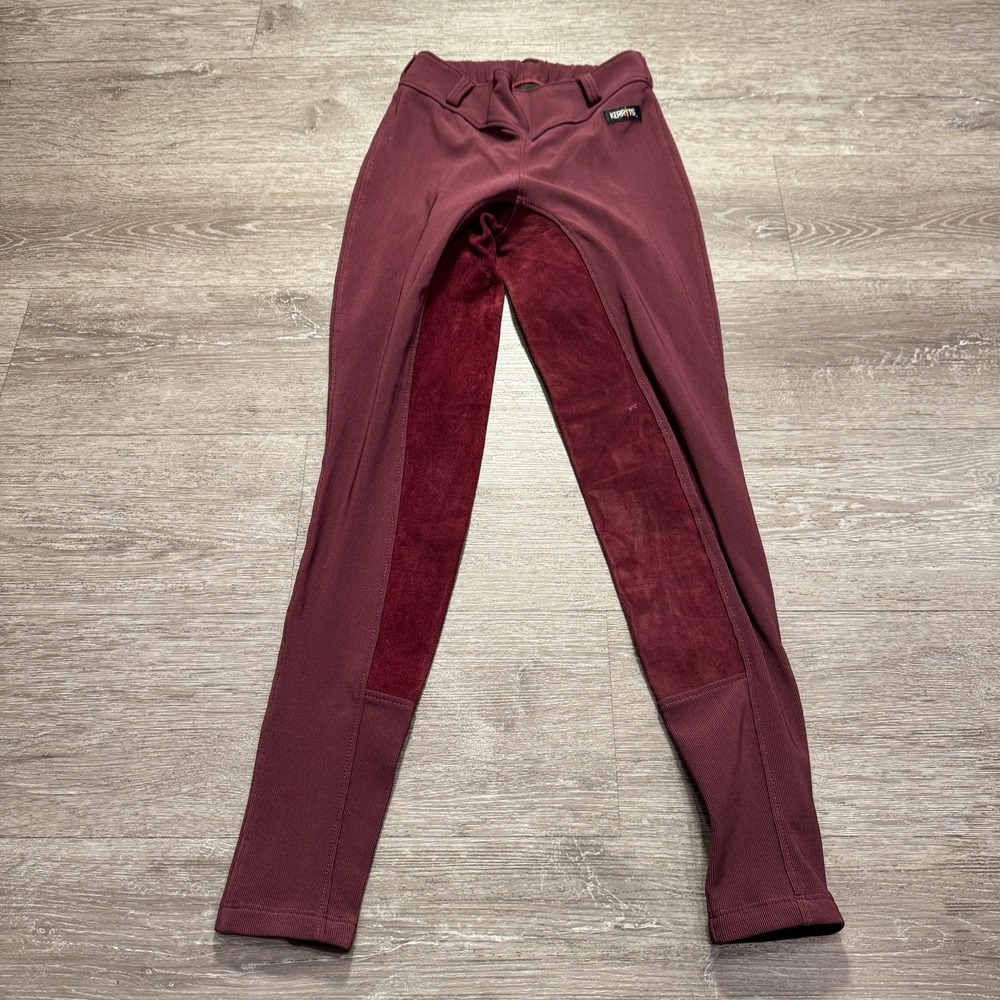 Kerrits Riding Pants Breeches Youth Girls Medium Maroon Skinny Equestrian 22x28‎